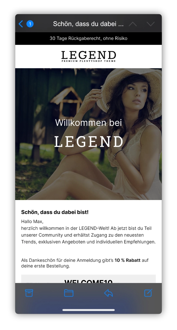 E-Mail Template - Mobile Ansicht